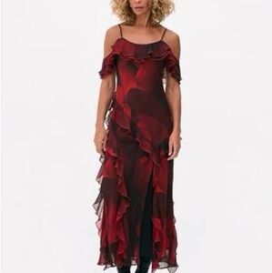 Elegant Red Ruffle Dress